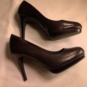 Christian Siriano Dark Brown Textured 4inch Heels Sexy Round-toe Pump Size 8.5